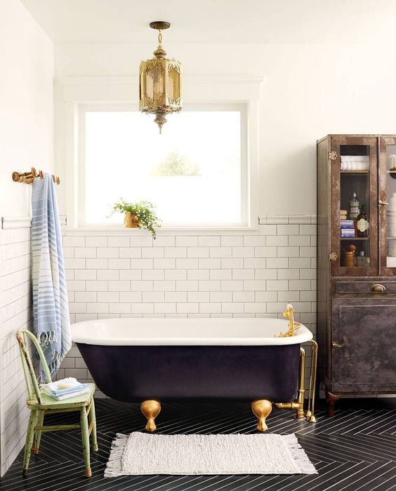 modern minimal bathroom claw tub