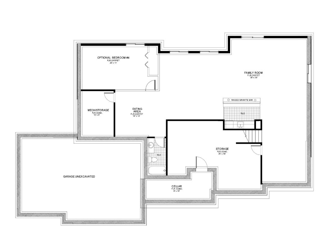 Riverton Floor Plan - Basement - Chestnut Home Builders & Real Estate