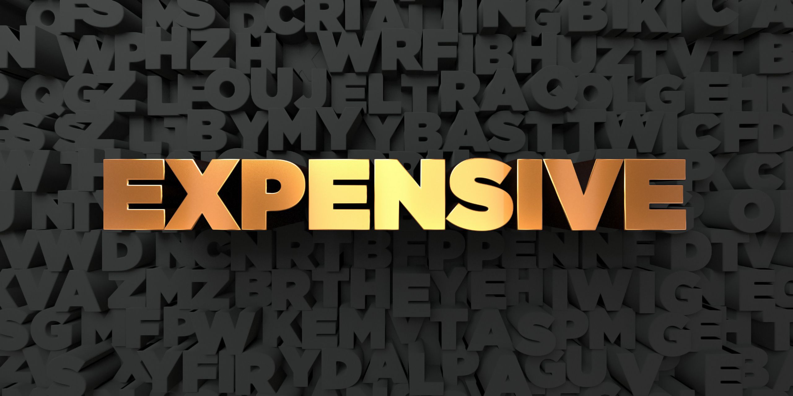 expensive-gold-text-on-black-background-3d-rendered-stock-picture