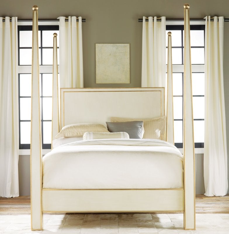 Perigold - White and Gold Four-Poster Bed