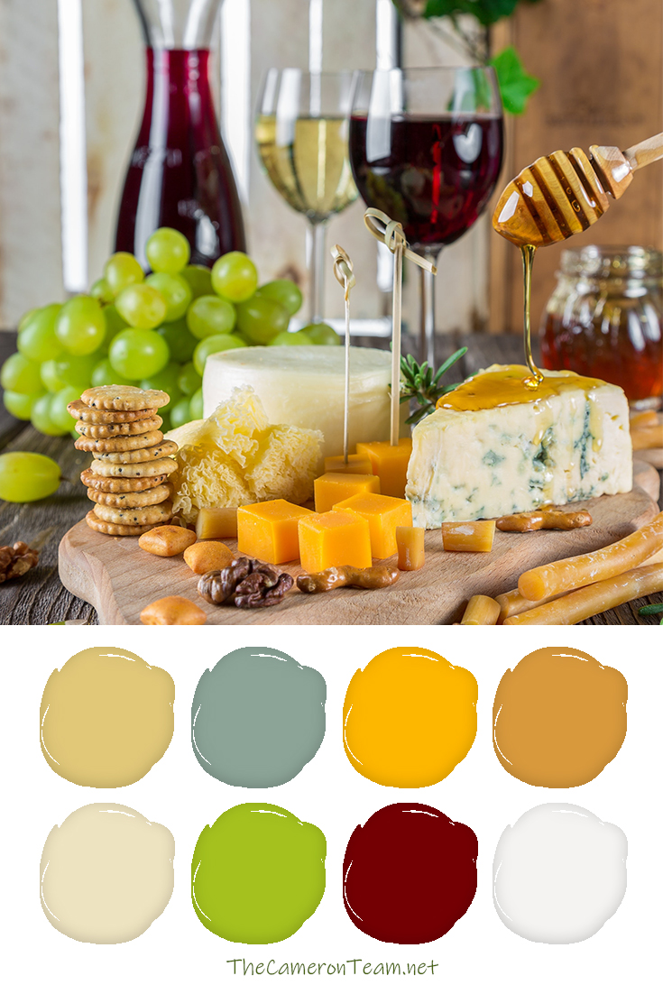 Cheese and Fruite Board with Wine Paint Color Palette The Cameron