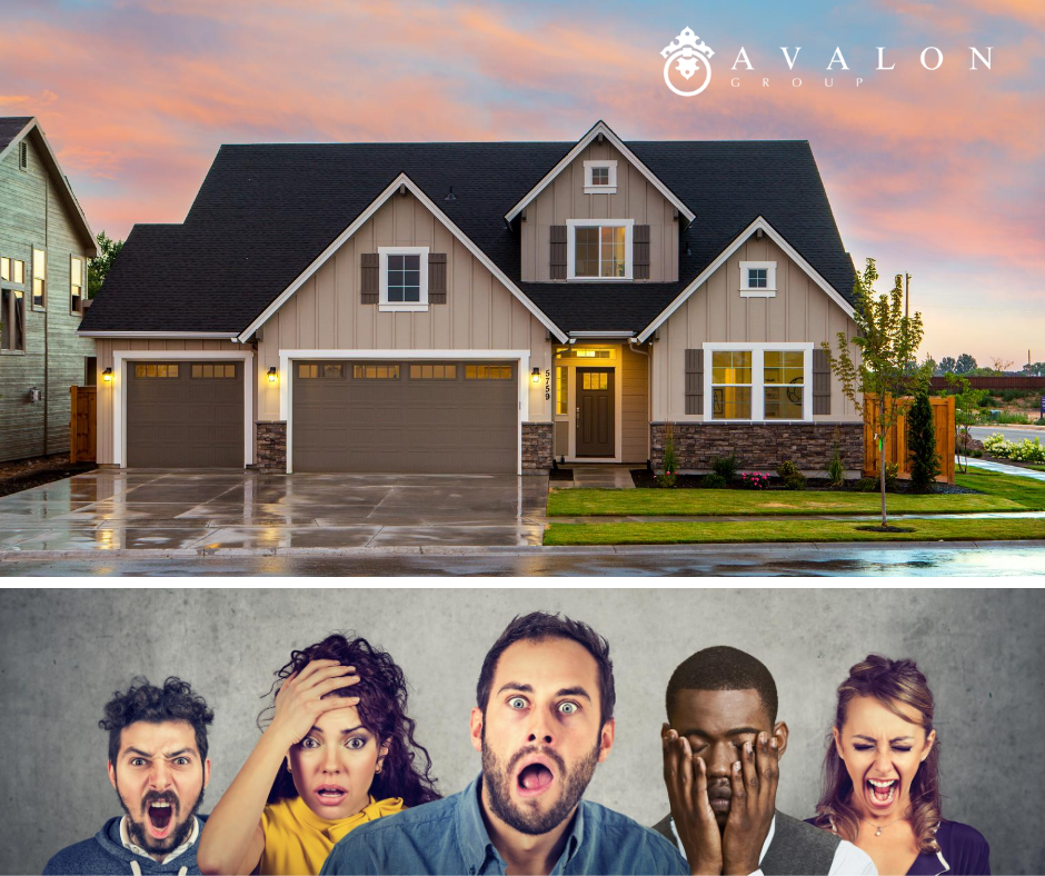 And there is a home at twilight in the picture at the top. Then on the bottom are five people showing different emotions.
