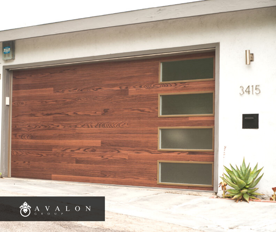 Another option is to add a new garage door like this one in the pic. Additionally the door is a brown stained wood with horizontal windows on the right side. AND THE STYKE OF THE DOOR IS MID CENTURY MODERN. THE HOME SIDING IS WHITE STUCCO.