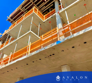 View from ground looking up on the south side of the construction of Vantage Condos St Petersburg FL.