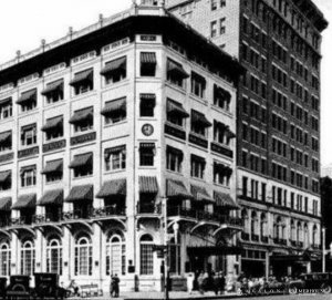 The original buildings before being covered with metal siding that caused it to be called the cheese grater.